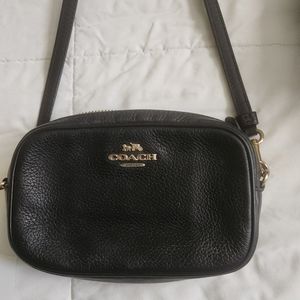 Coach black leather built bag